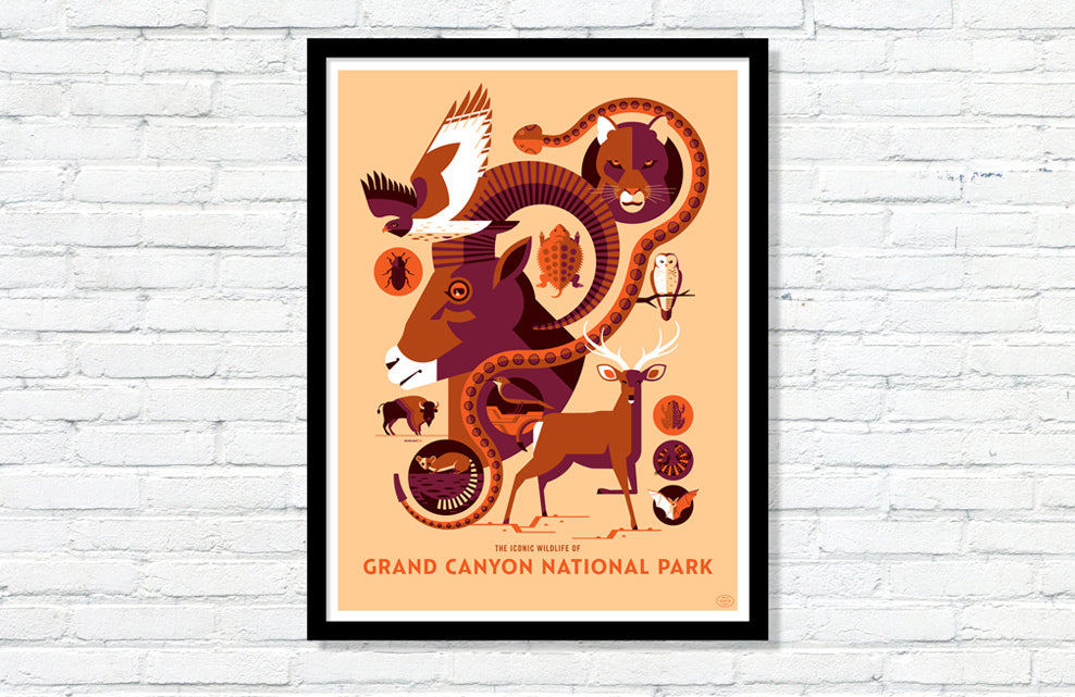 Iconic Wildlife of Grand Canyon National Park Poster (Large Timed Edition)
